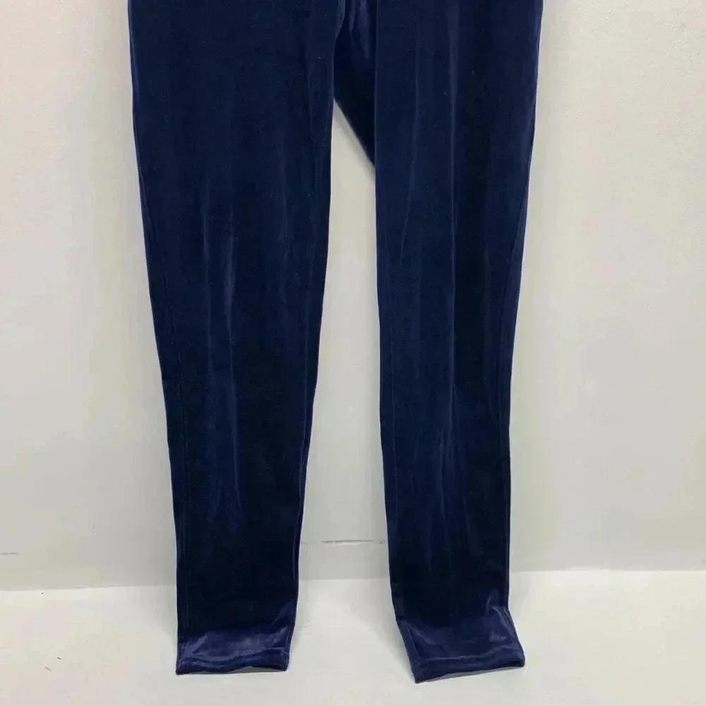 Spanx Velvet Leggings Pull On Stretch Pants Velour Dark Lapis Night Blue Small